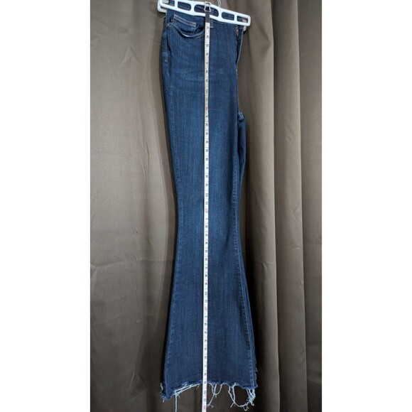 Judy Blue High-Rise Raw Hem Tall Flare Stretch Jeans Blue Denim Dark Wash 15/32 - Picture 2 of 10
